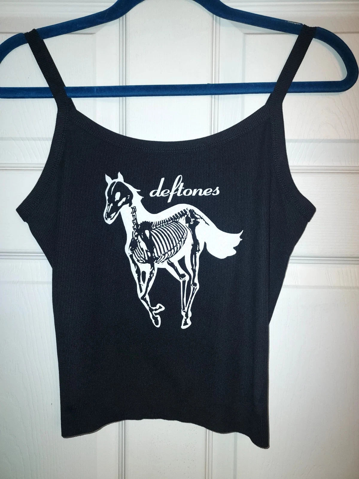 Deftones Cropped tank top vintage Looking Design White Glitter Pony Goth