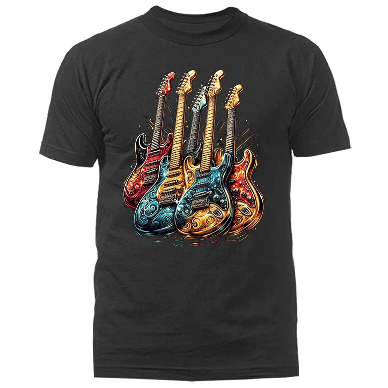 Guitar Retro Style Rock Music Band Graphic T-shirt
