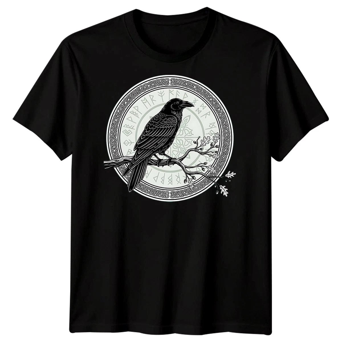 Raven Norse Mythology Runes Celtic Knot Mens T-Shirt