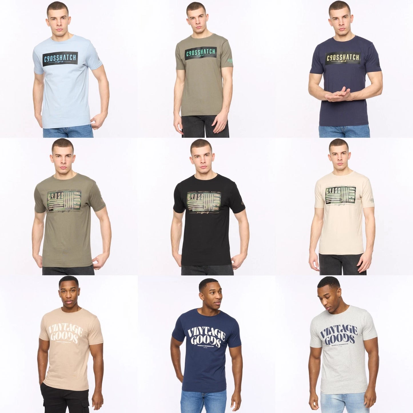 Men's Crosshatch T-Shirt Crew Neck Short Sleeve Casual Soft Cotton Summer Top