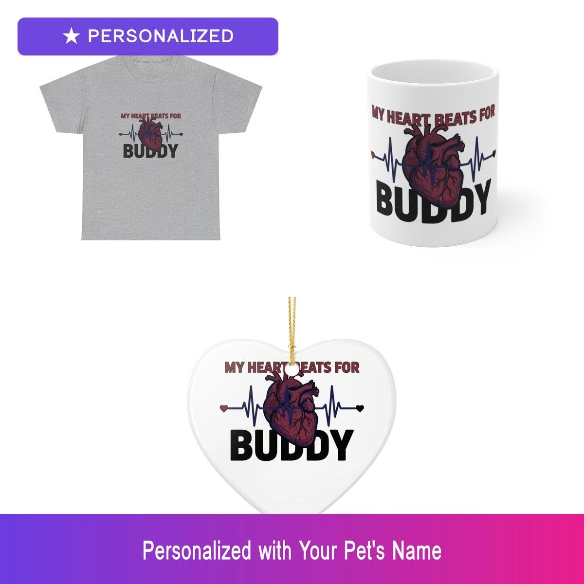 Custom Rottweiler Pet Lover Gift Set Shirt Mug Ornament Personalized Name Bundle