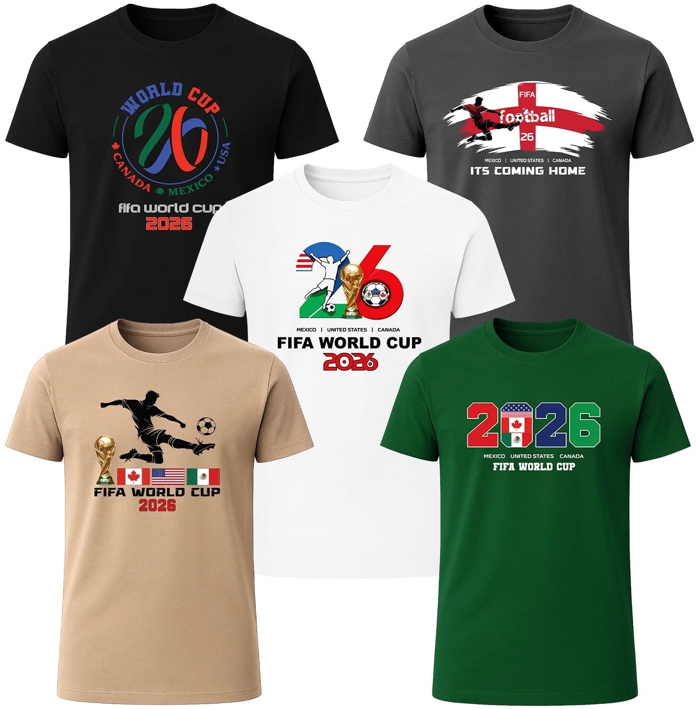 Men’s  World Cup 2026 T-Shirt – Mexico USA Canada Football Fan Graphic Tee