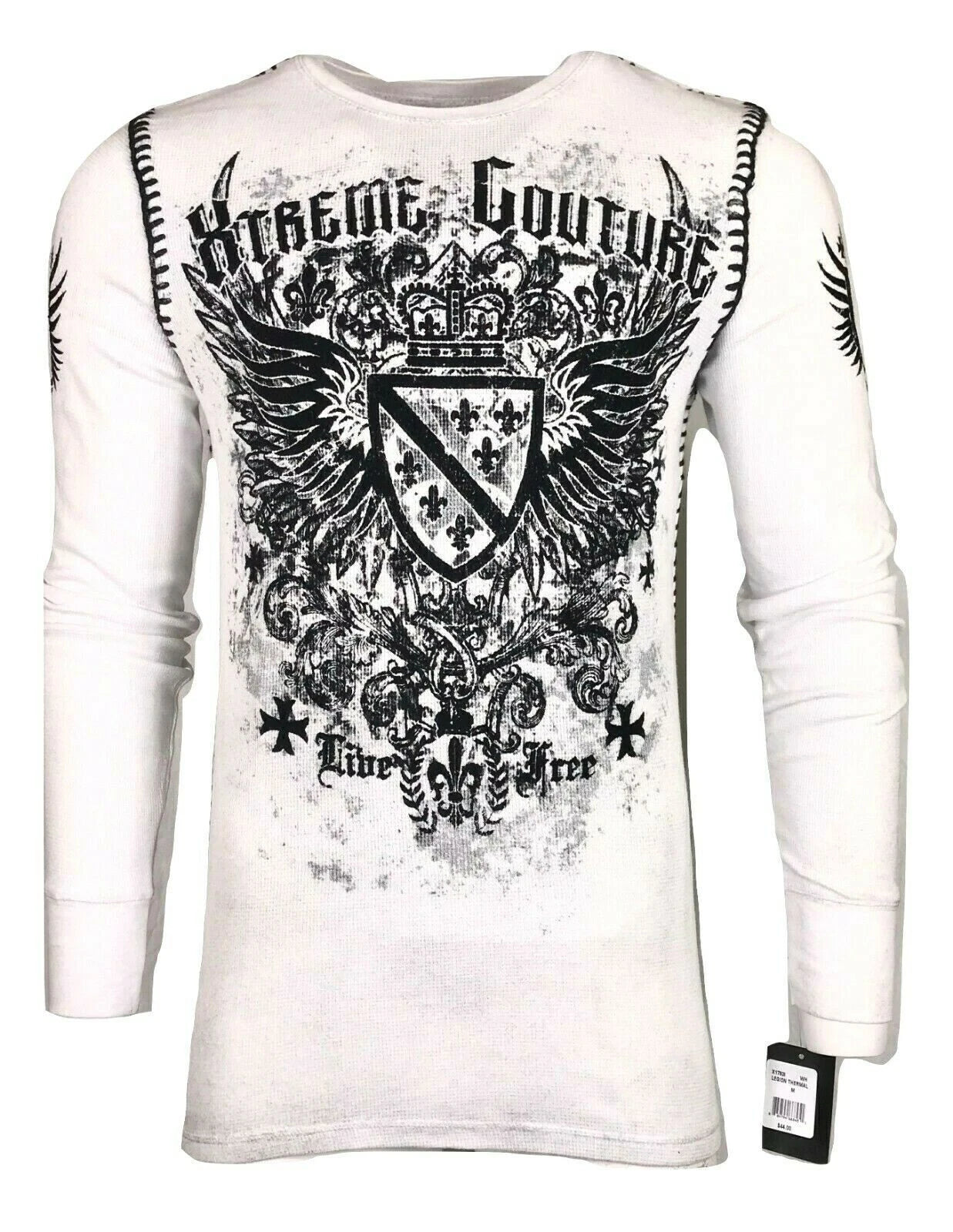 Xtreme Couture by AFFLICTION Men's L/S THERMAL Shirt LEGION White Biker S-2XL