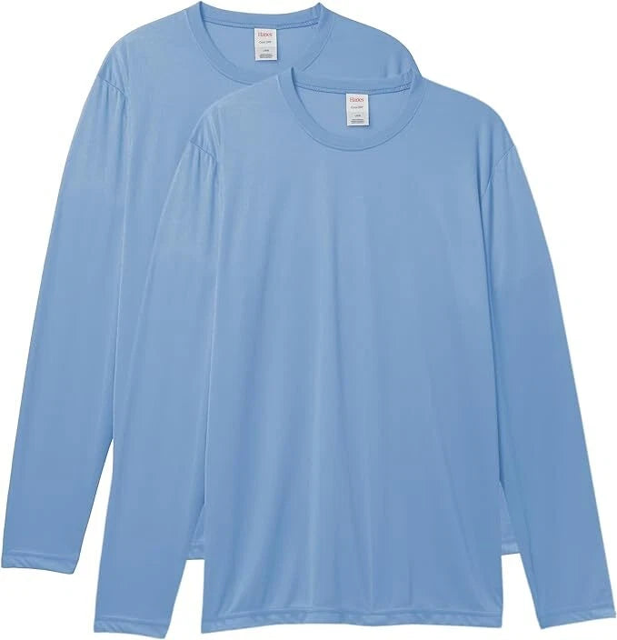 Hanes Long Sleeve Tee 2-Pack T-Shirt Sport Men's FreshIQ Cool DRI Jersey S-3XL