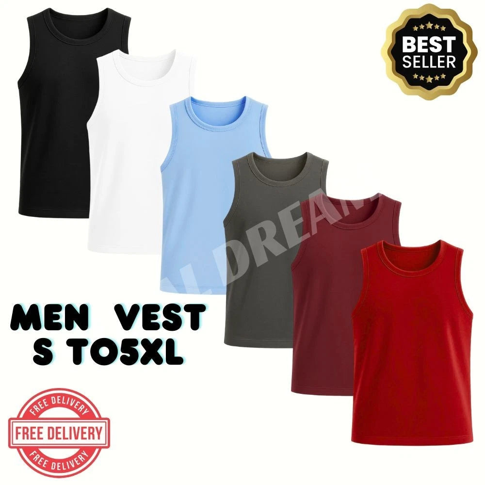 1-12 PCS MENS VESTS 100% COTTON TANK TOP SUMMER TRAINING GYM TOP PLAIN S-2XL lot