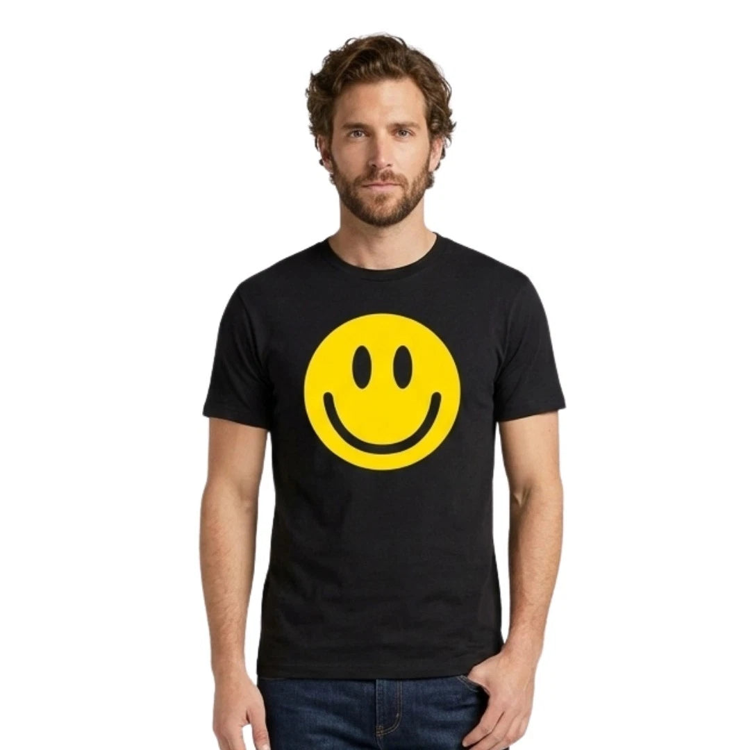 Men's Smiley Face T-Shirt Retro Happy Face Graphic Tee 90s Vintage Style Top