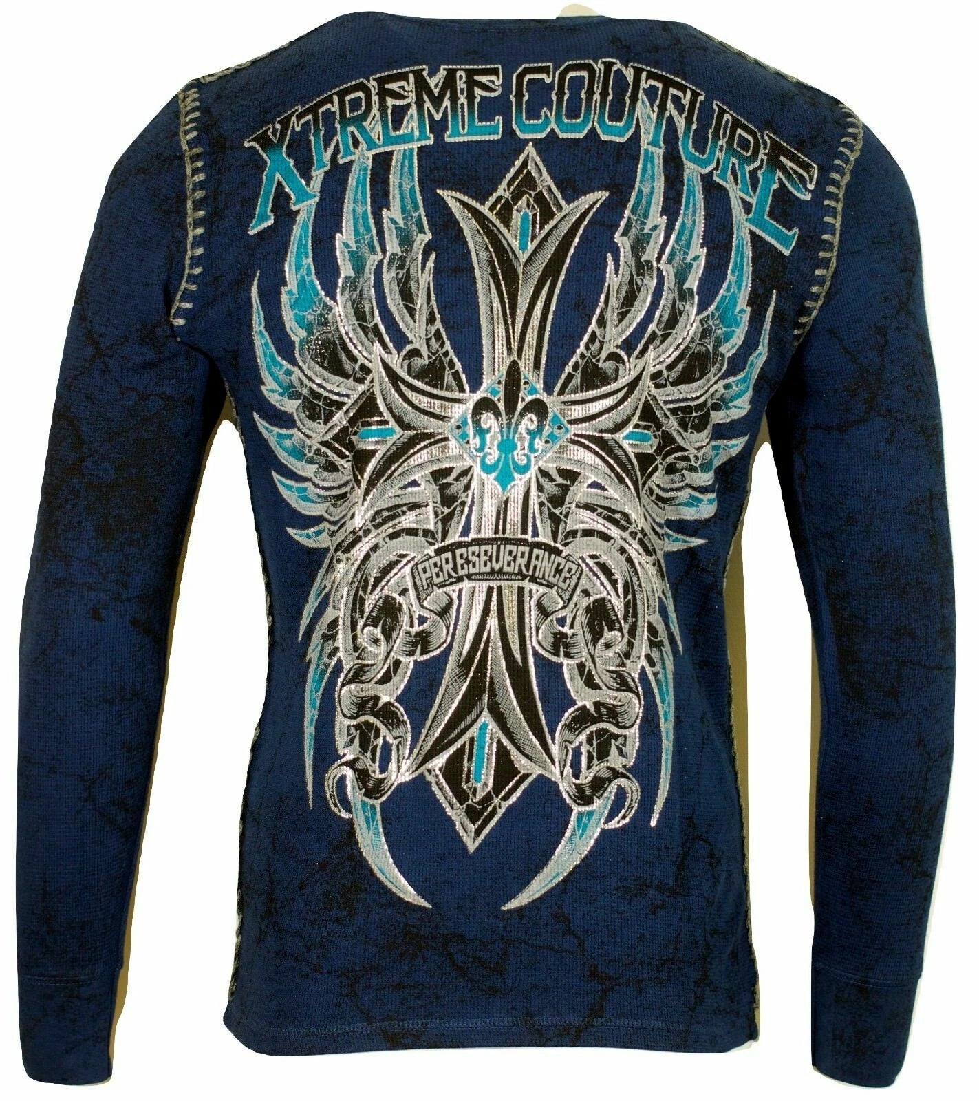 Xtreme Couture by AFFLICTION Men's THERMAL T-Shirt BRONZE ARMS CROSS Biker