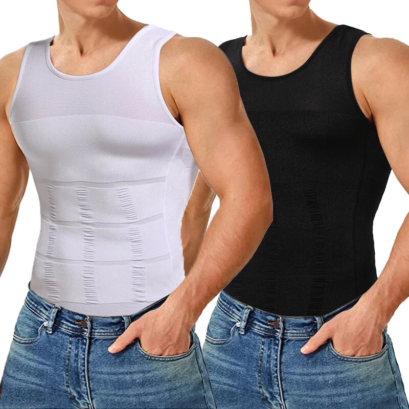 Men Slim Shirt Body Slimming Tummy Shaper Control Belly Underwear Vest Girdle US