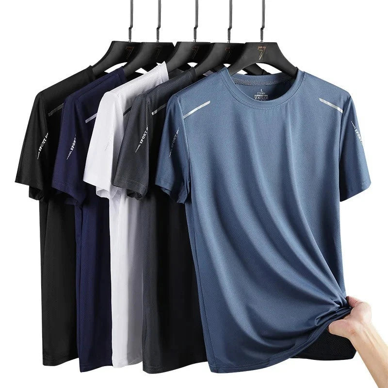 CHRLCK Men's Running Quick Drying T-shirts Breathable Hiking Fishing Tees Soft