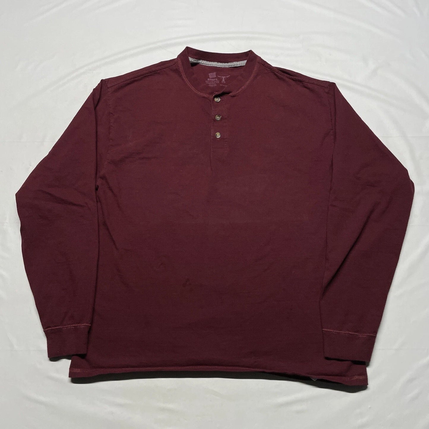 Vintage Henley Long Sleeve T-Shirt Mens XL Red Blank Solid Fruit Of The Loom Y2K