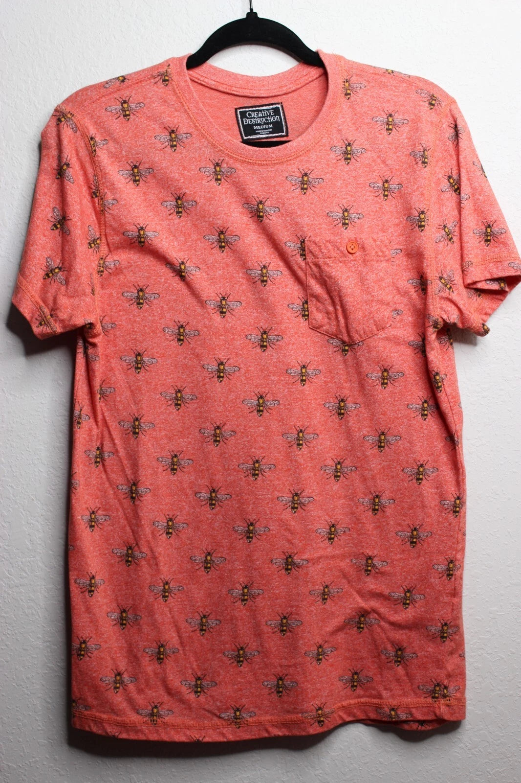Creative Destruction Bee Pattern Men's Polo Size M