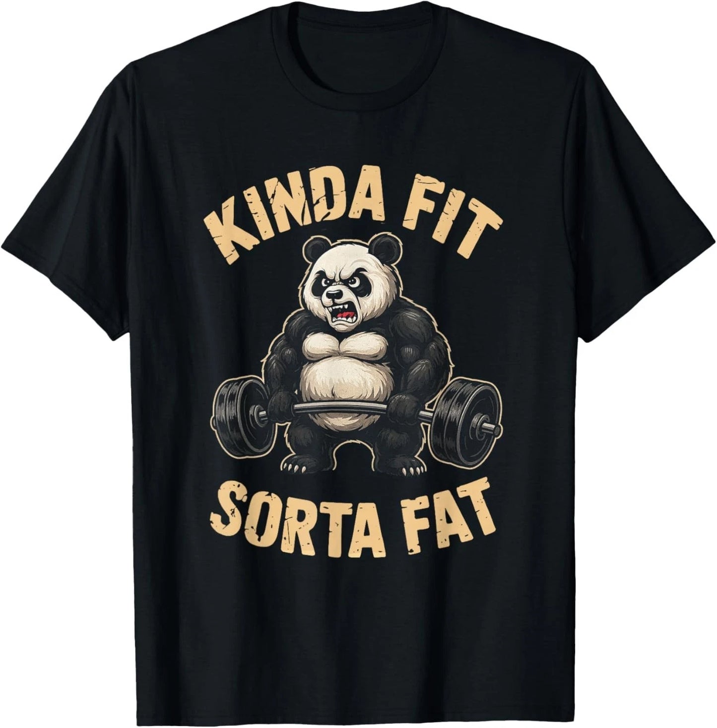 Kinda Fit Sorta Fat Funny Gym Panda Weightlifting Workout Gift Unisex T-Shirt