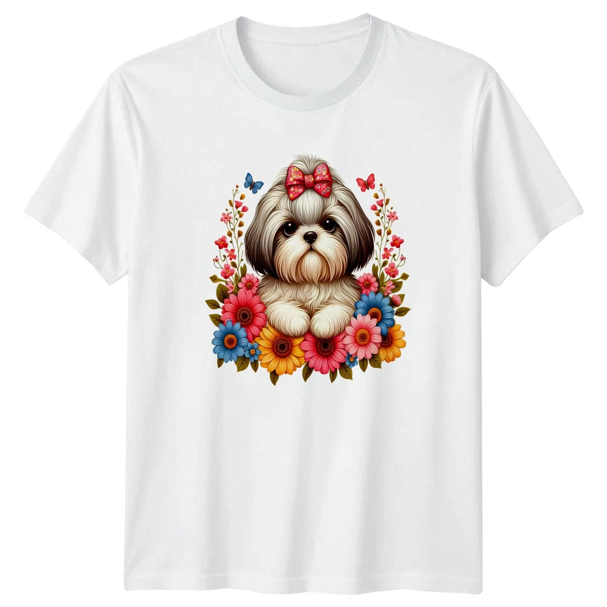 Cute Shih Tzu Dog Portrait With Womens T-Shirt Shih Tzu Dogs Pets