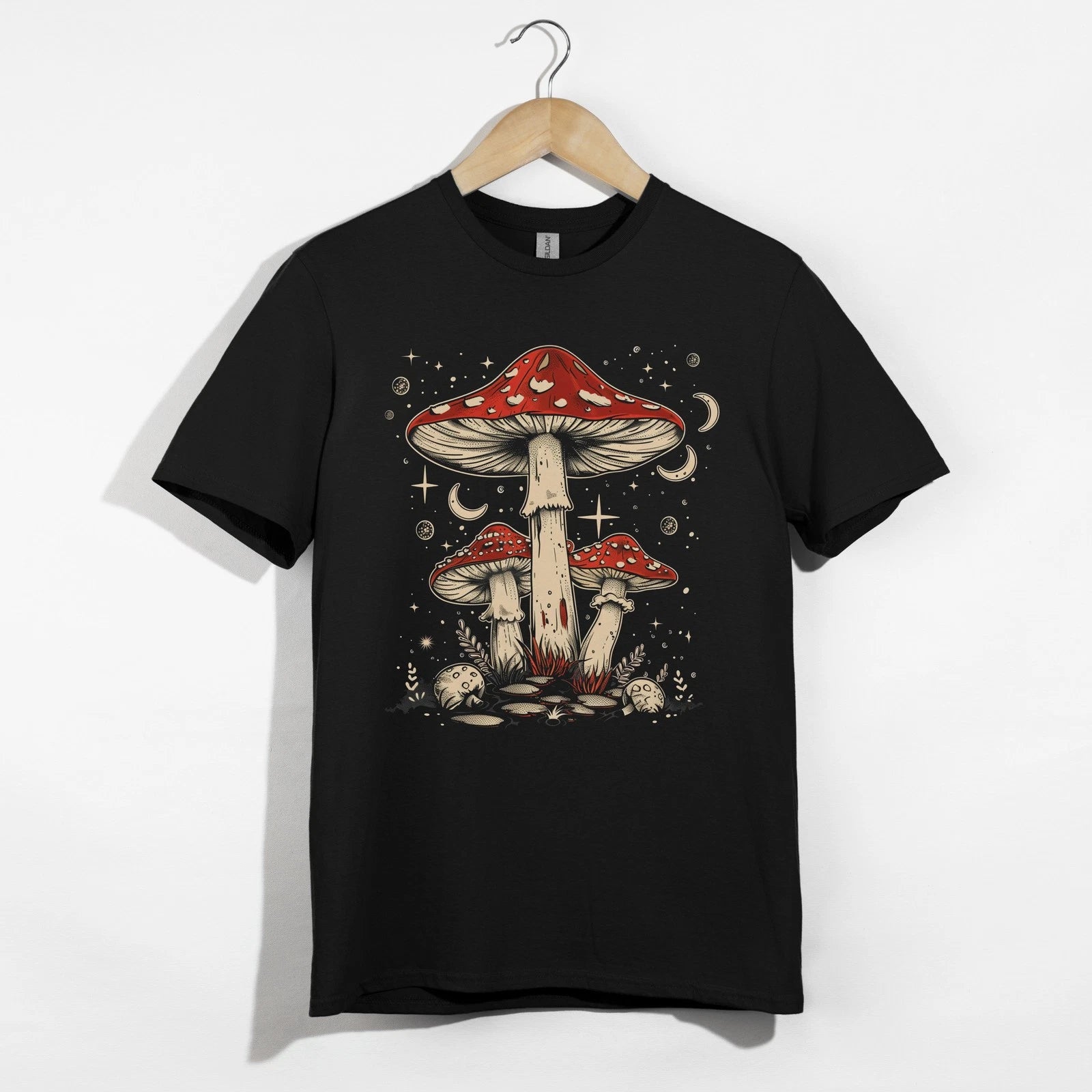 Whimsical Mushroom TShirt, Fairycore Aesthetic Shirt, Enchanted Forest Fungi Tee