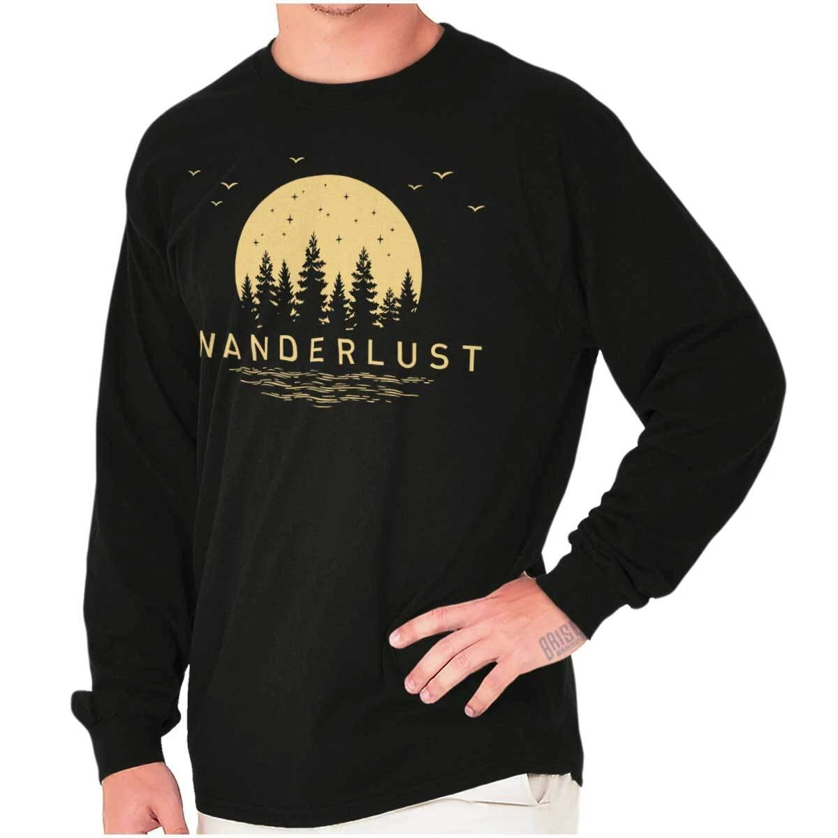 Cool Retro Outdoor Wanderlust Camping Hiking Long Sleeve Tshirt for Men or Women