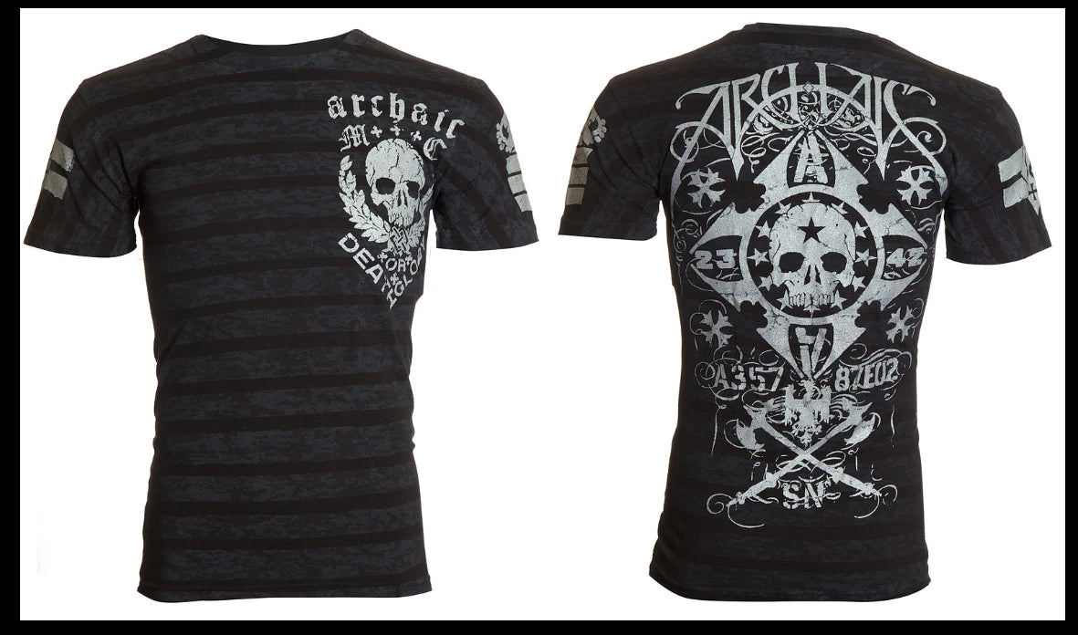 ARCHAIC by AFFLICTION Black MOON COMA Short Sleeve Slim Fit Y2K T-shirt NWT