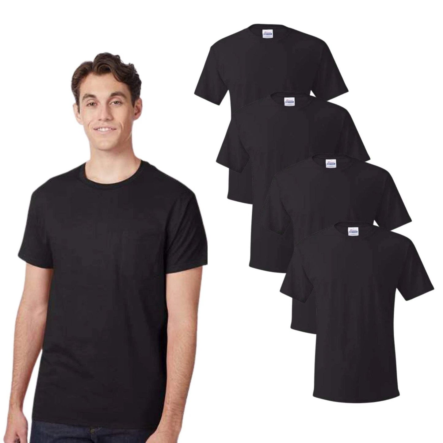 Hanes Mens T Shirts Crewneck Undershirt for Men Casual and Daily Wear - 4 Pack