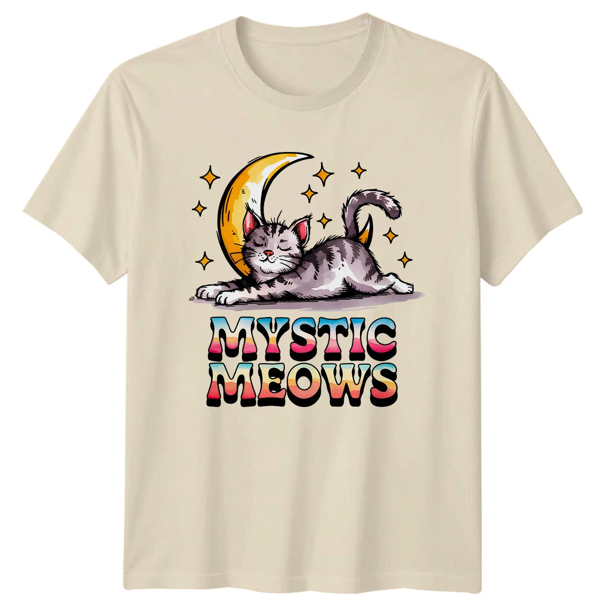 Mystic Meows Cat Moon T-Shirt Cute Cat Pun Tee For Cat Lovers