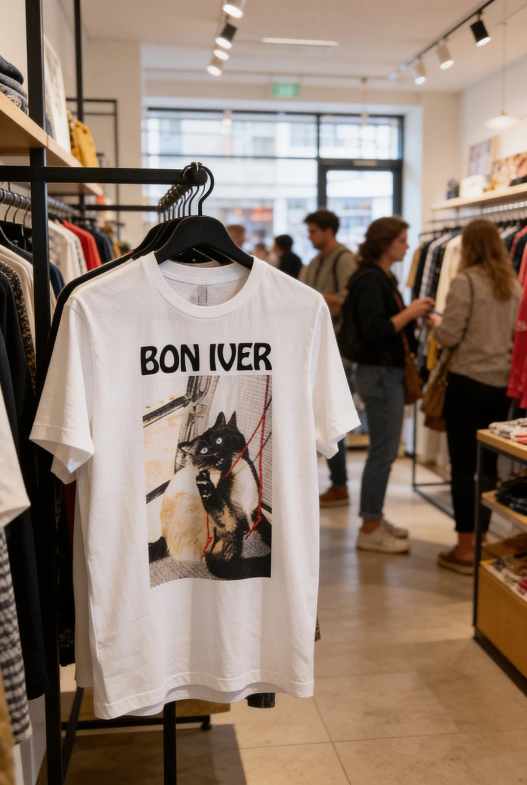 New Bon Iver Cat TEE Graphic Print Gildan Softstyle Size S-5XL