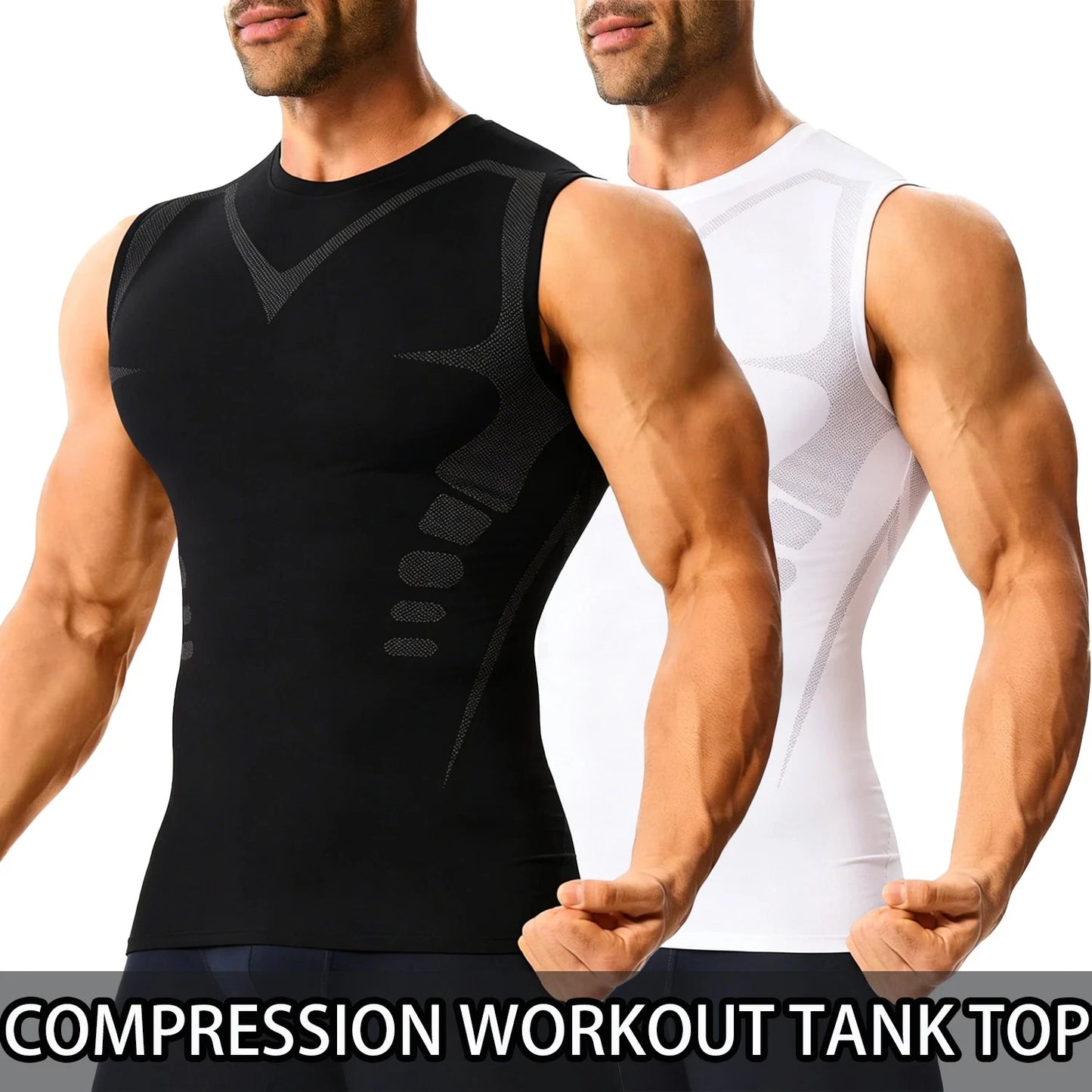 Mens Compression Shirt Athletic Workout Gym Tank Top Base Layer Body Shaper Vest