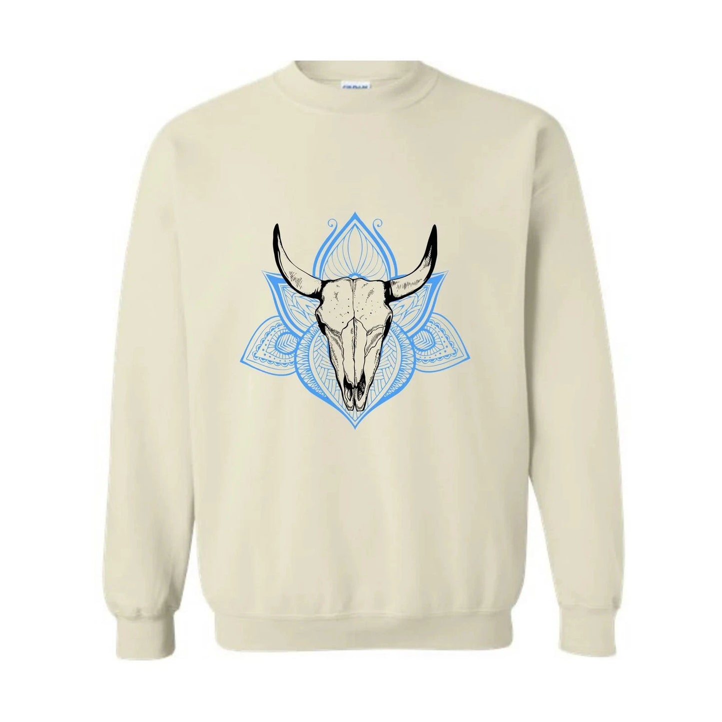 Boho Bull Skull Sweatshirt, Women's Country Sweatshirt, Wallen Sweatshirt, Cowbo