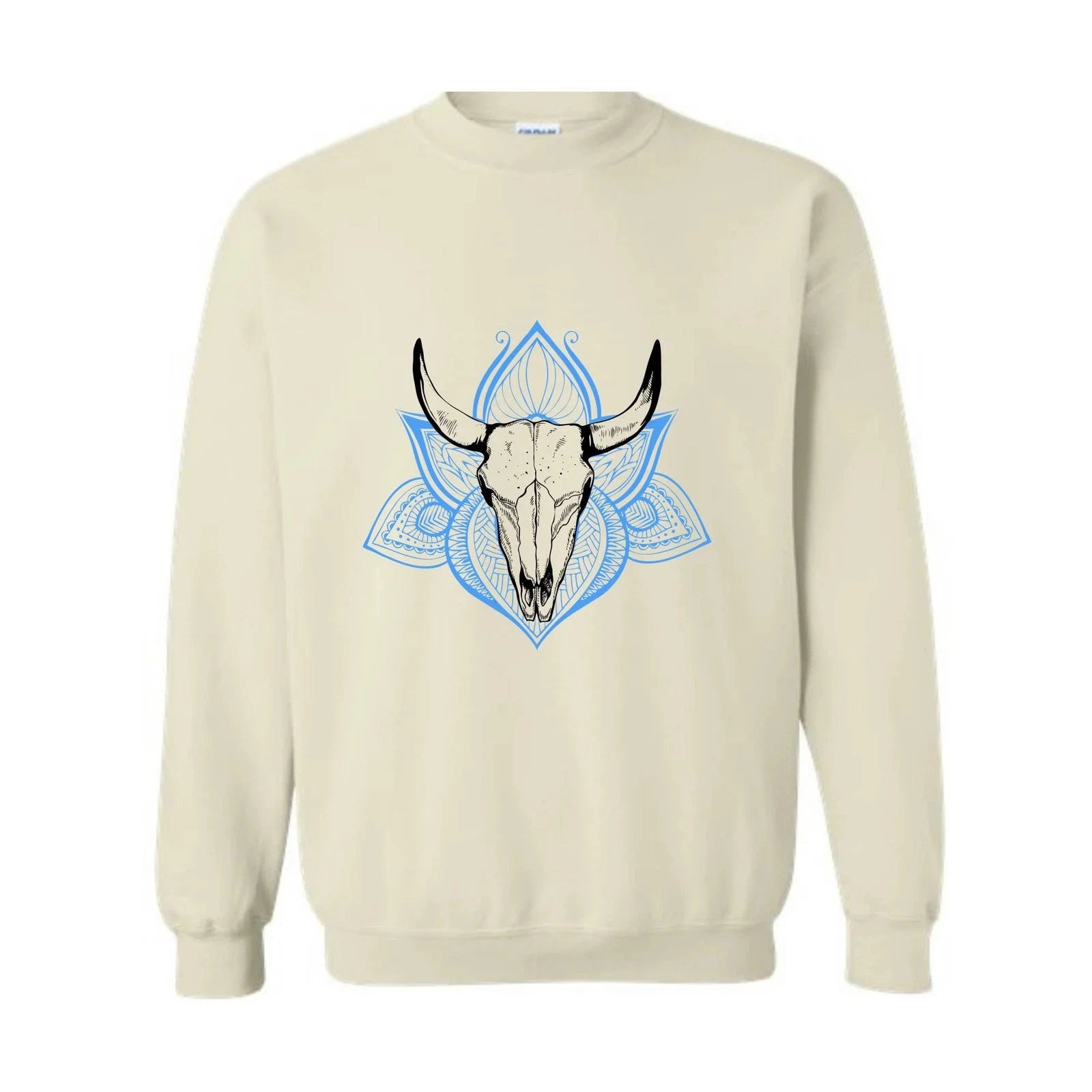 Boho Bull Skull Sweatshirt, Women's Country Sweatshirt, Wallen Sweatshirt, Cowbo