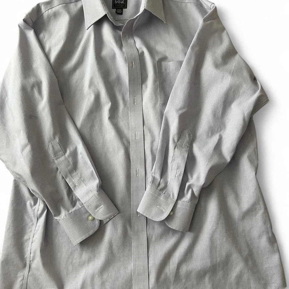 )White and Grey long sleeve button up shirt