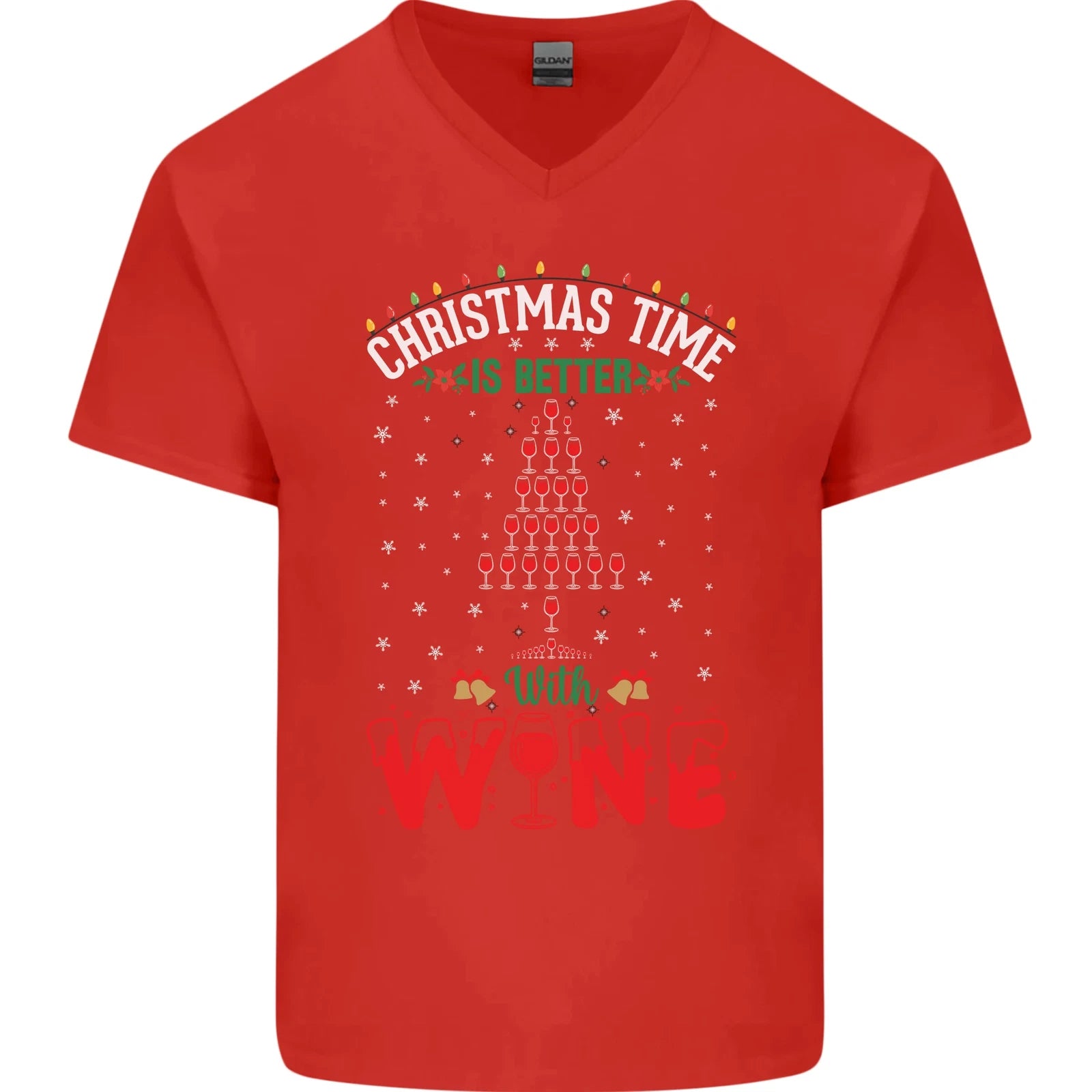 Christmas Better With Wine Funny Alcohol Mens V-Neck Cotton T-Shirt