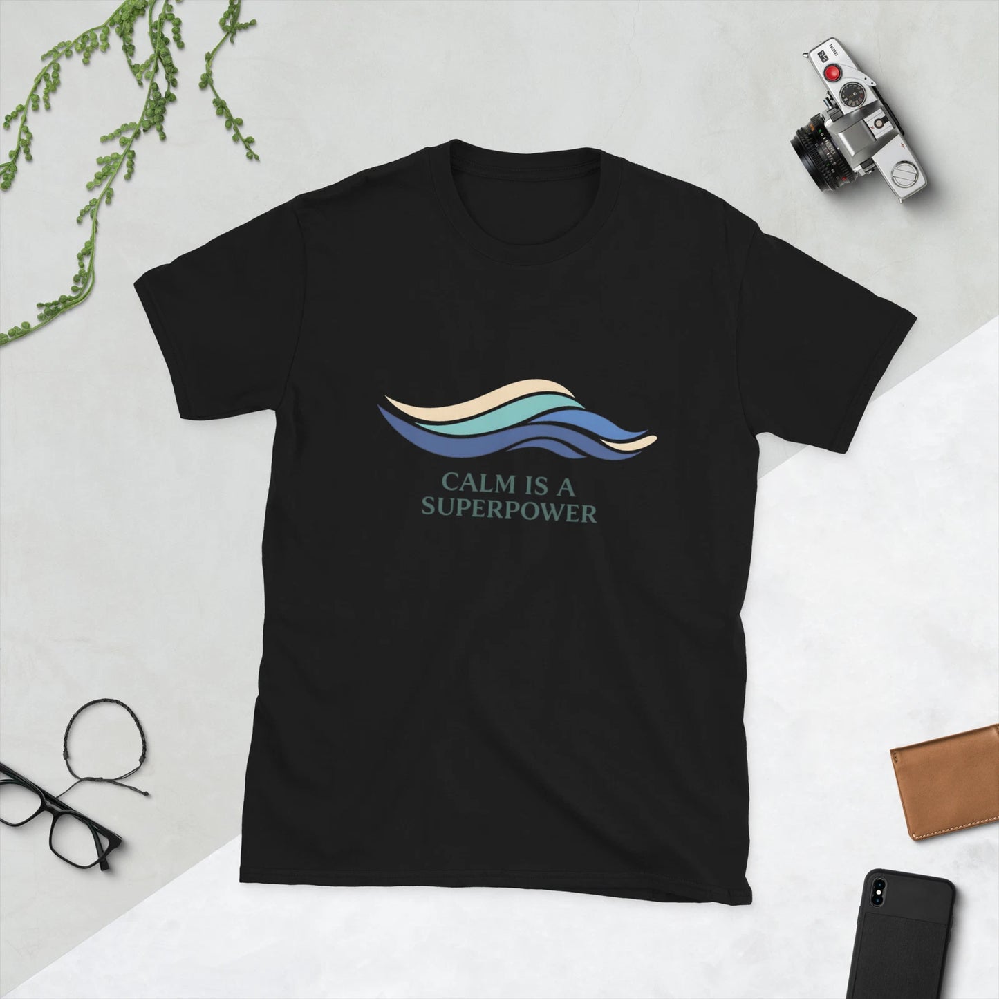 Calm Is A Superpower Shirt Minimal Wave Design Mindfulness Quote Unisex Wear