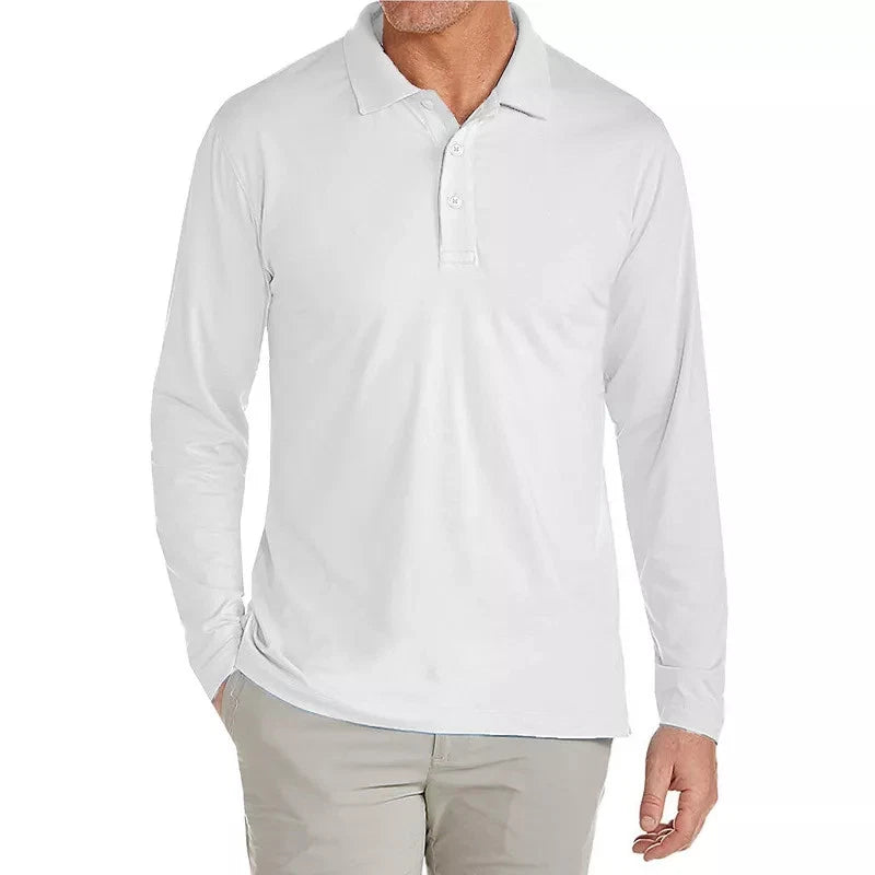 JUMP START MEN'S MODERN FIT LONG SLEEVE POLO SHIRT - SIZE: MEN 2XL - WHITE