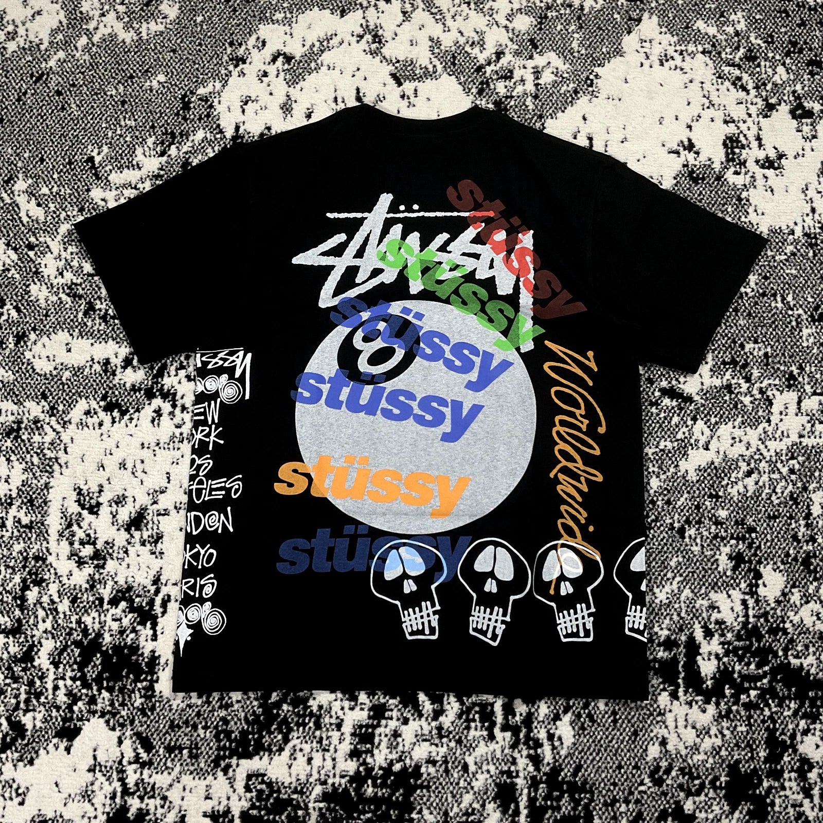 STUSSY TEST STRIKE PIGMENT DYED TEE IN BLACK - L STREETWEAR OUTDOOR NWT