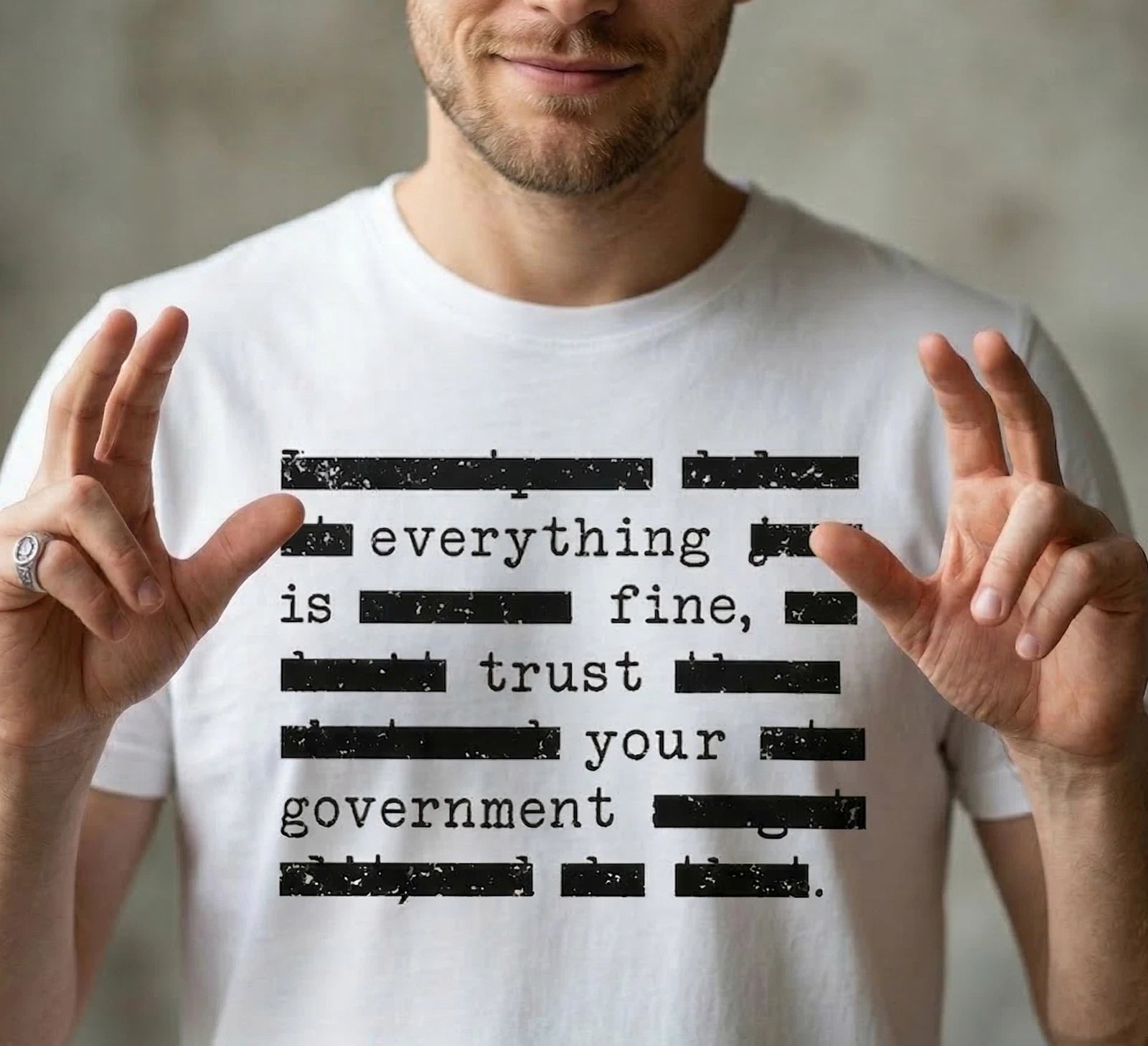 Everything Is Fine, Trust Your Government Funny Top Secret Document T-Shirt