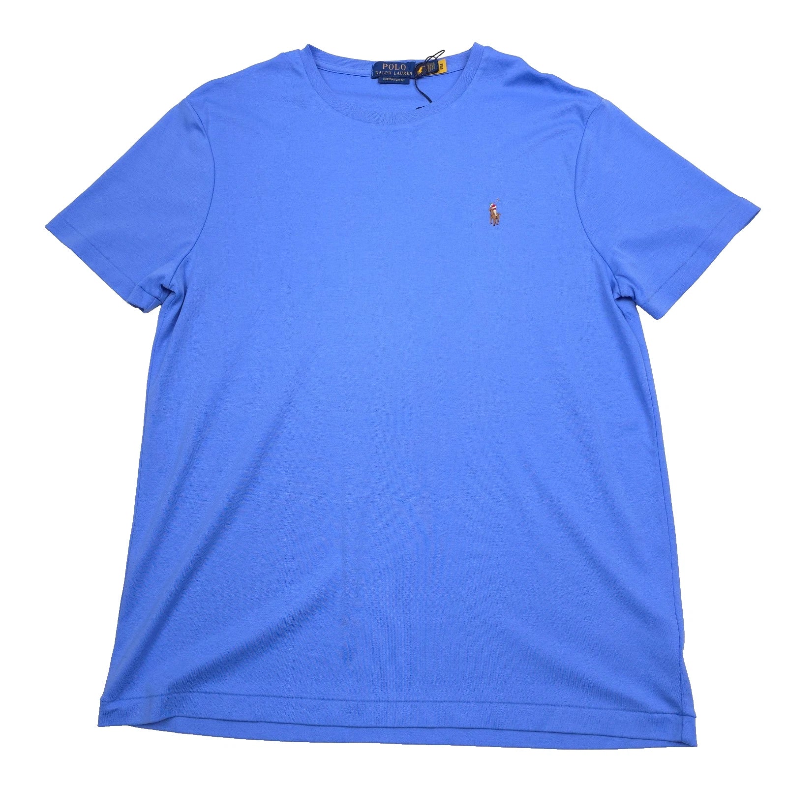 Polo Ralph Lauren Pony Logo T-Shirt Mens Large Custom Slim Fit Blue Tee