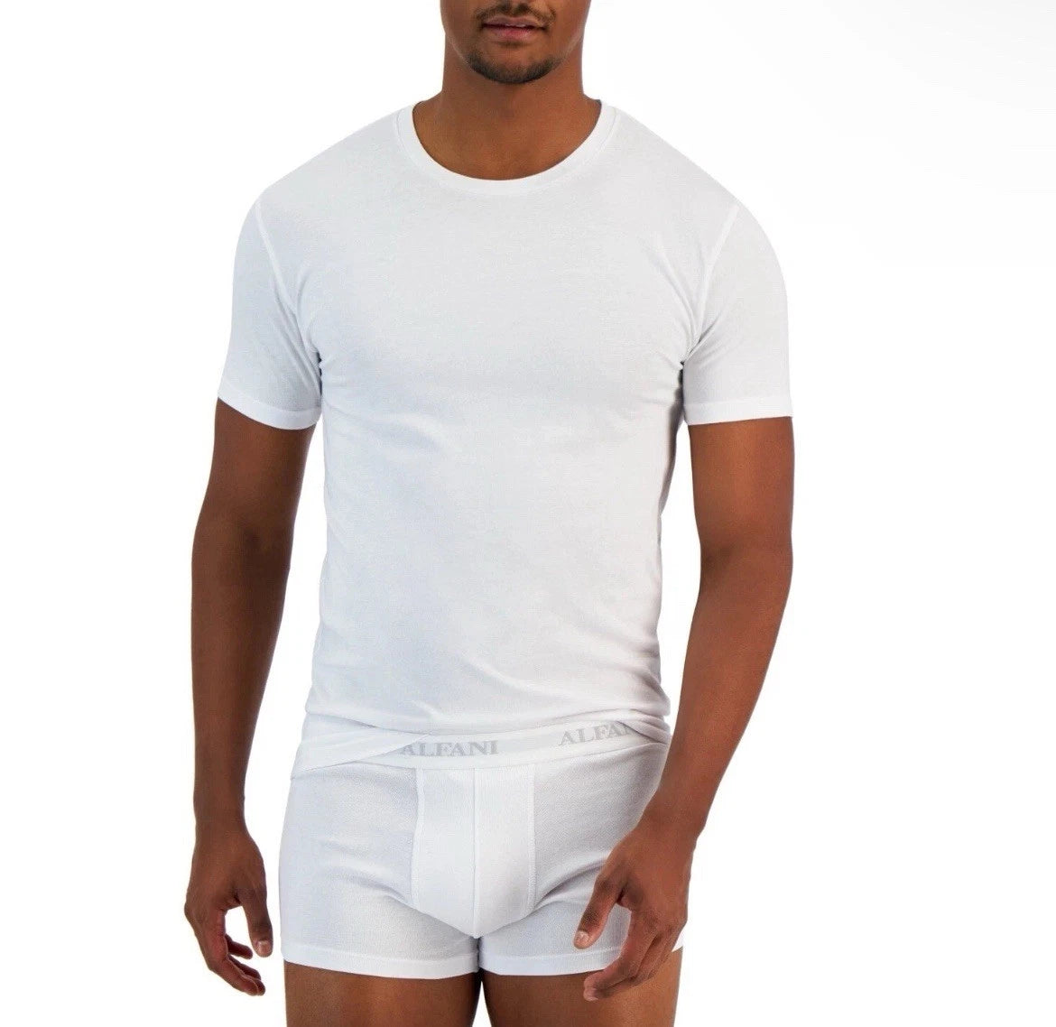 Alfani Men's 4Pack Classic Regular-Fit Crew Neck T Shirt Solid Cotton White M
