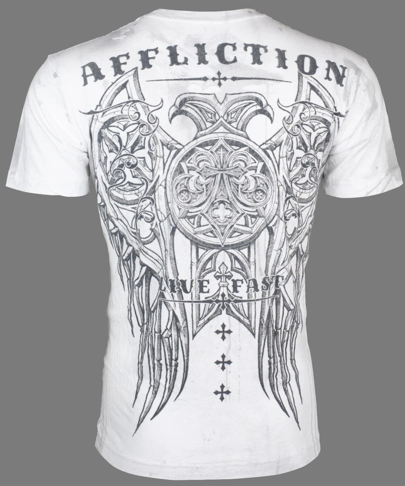 AFFLICTION White ROYALE Short Sleeve Slim Fit Y2K T-shirt MMA Elite NWT
