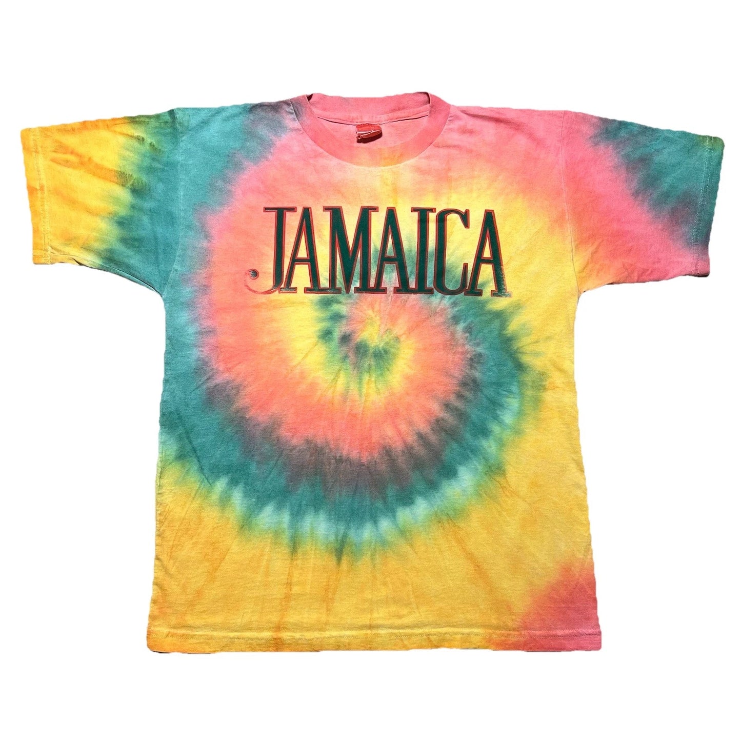 Vintage 90s Jamaica Tie Dye T Shirt L Rainbow Rasta Reggae Psychedelic Tee