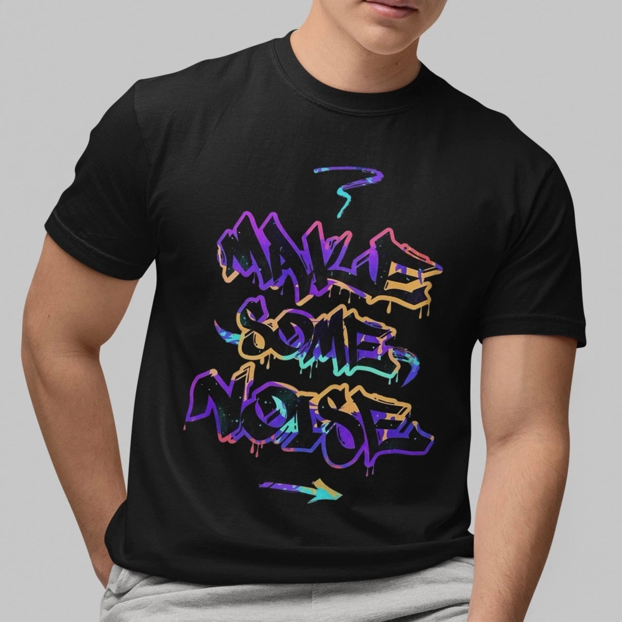 Make Some Noise Graffiti T-Shirt Streetwear Hip Hop Style Graphic Tee Unisex Top