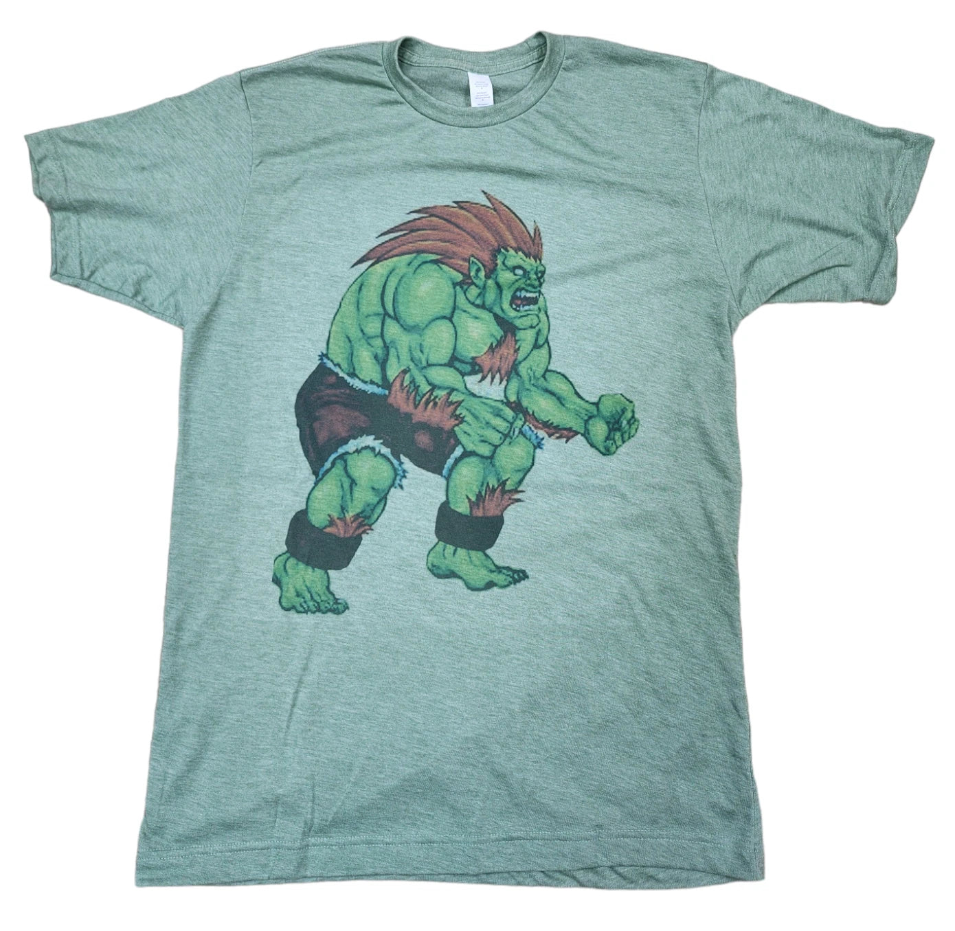 BLANKA Video Gamer STREET Fighter Classic Shirt Green Vintage Graphic Soft Style
