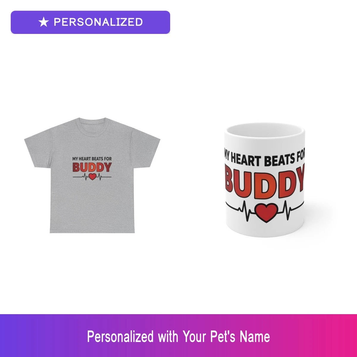 Custom Pitbull Pit Bull Paw Print Gift Set Shirt Mug Personalized Pet Name
