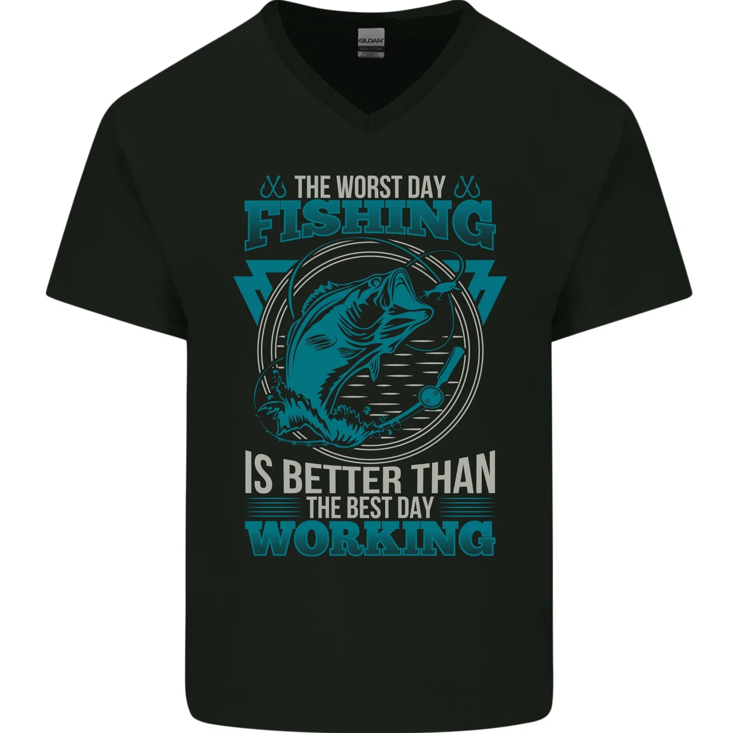 Worst Day Fishing Better Than Working Mens V-Neck Cotton T-Shirt