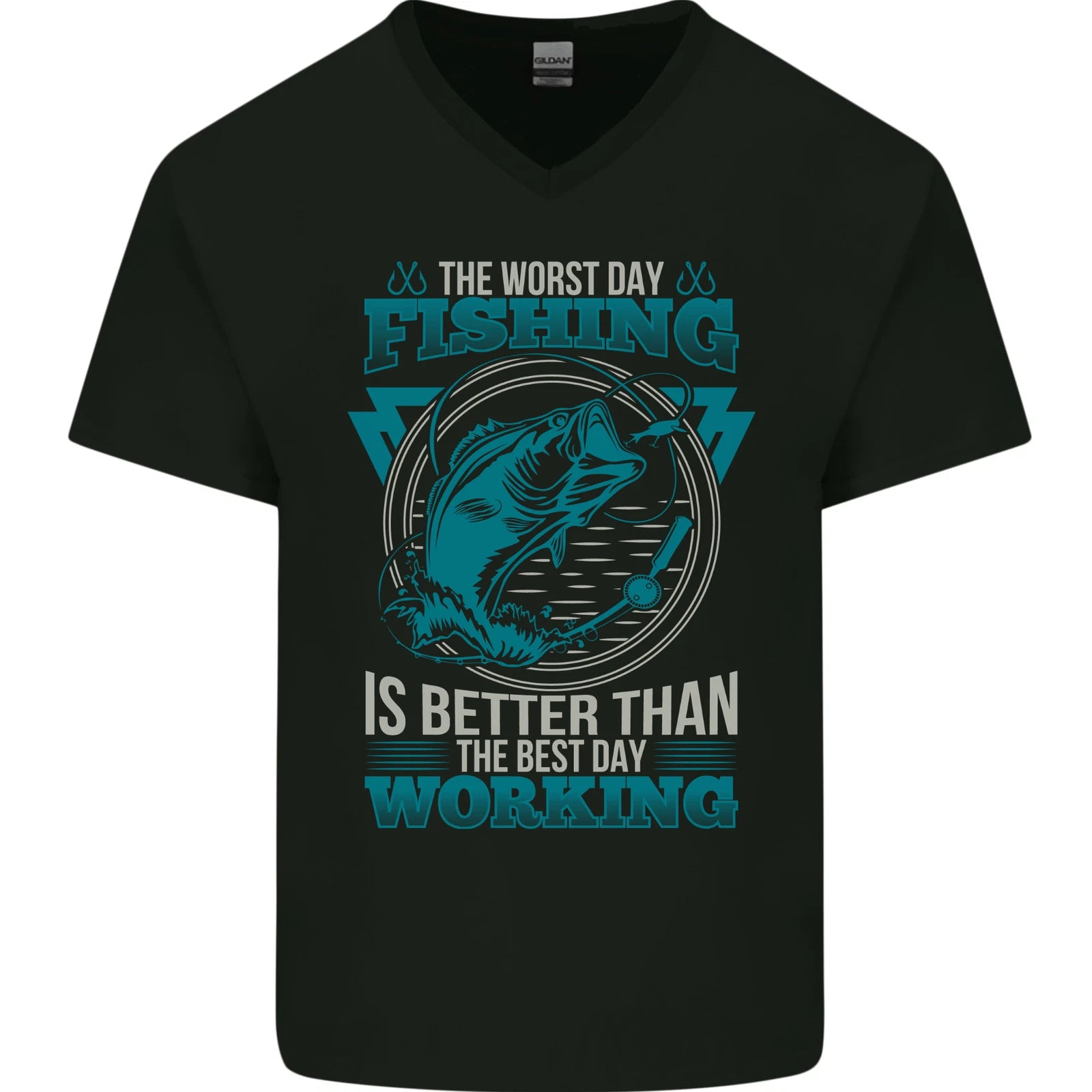 Worst Day Fishing Better Than Working Mens V-Neck Cotton T-Shirt