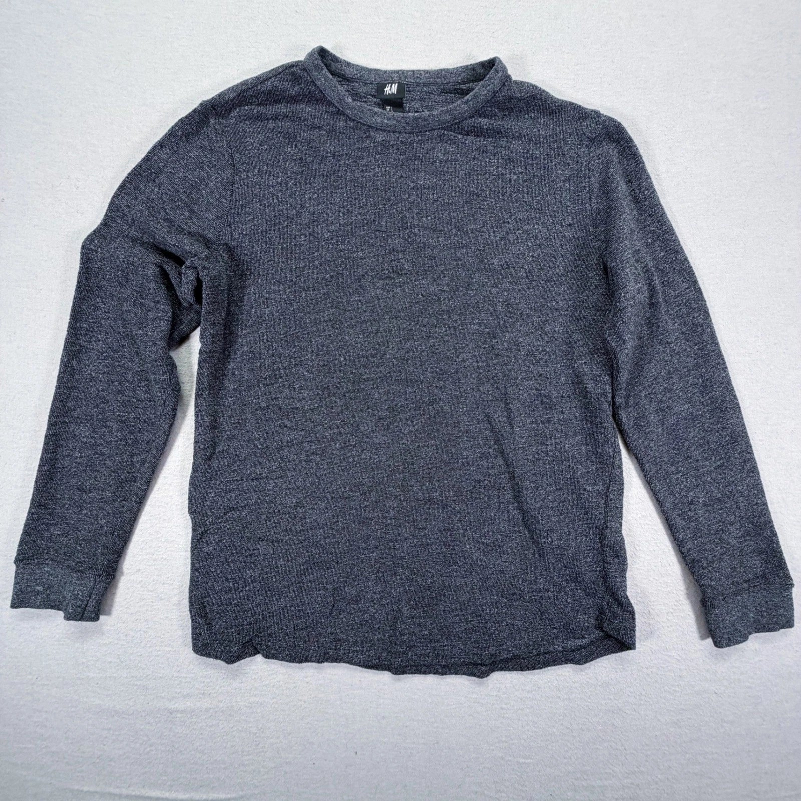H&M Long Sleeve Shirt Mens Large Gray Lightweight Crewneck Knit