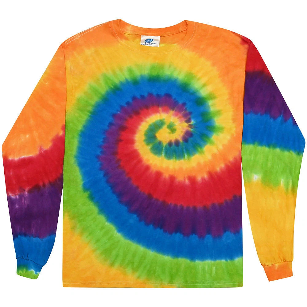 Prism Multi-Color Long Sleeve Tie Dye T-Shirt Adult & Kids Sizes 100% Cotton