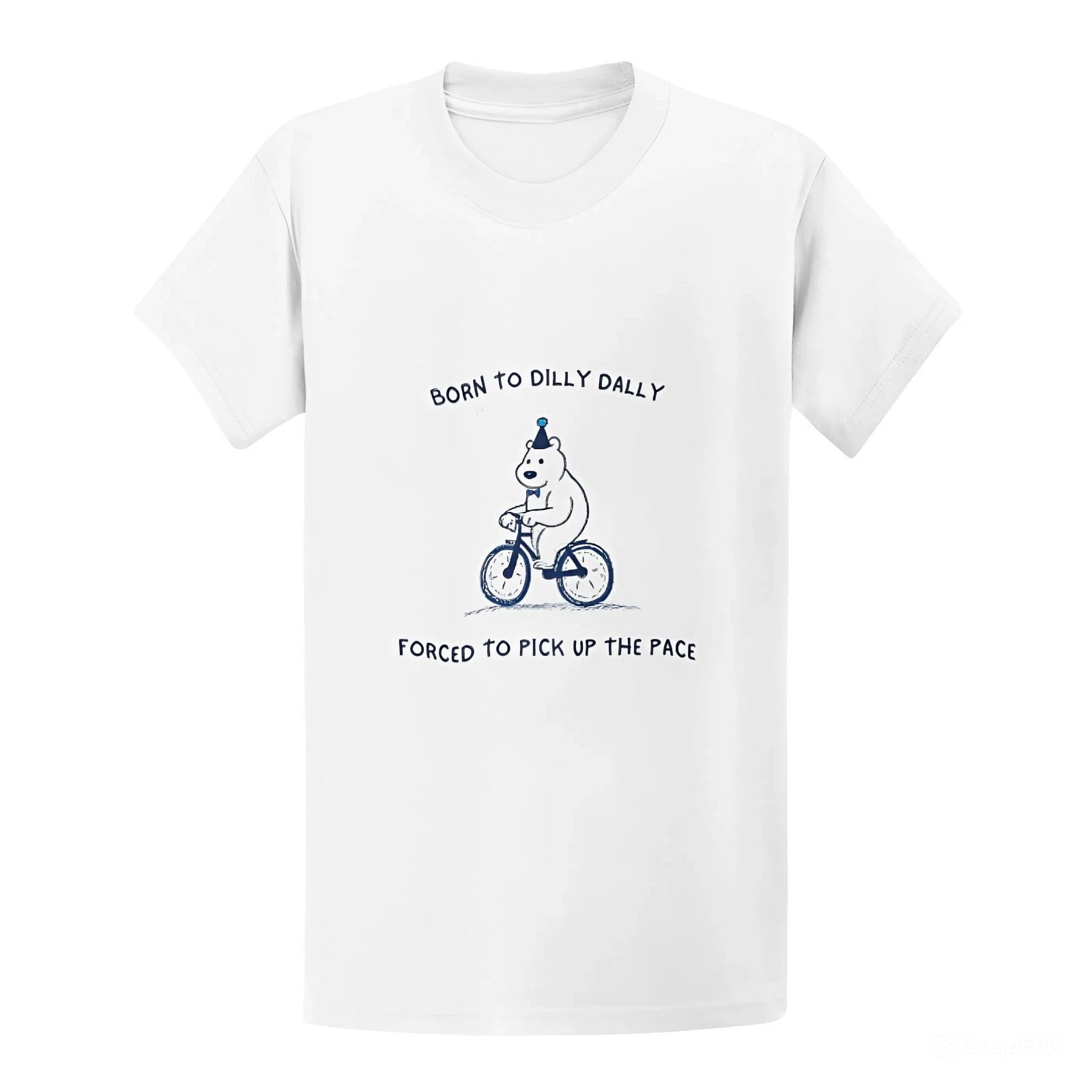 Funny Bear Cycling Shirt Born to Dilly Dally Graphic Tee for Men Women