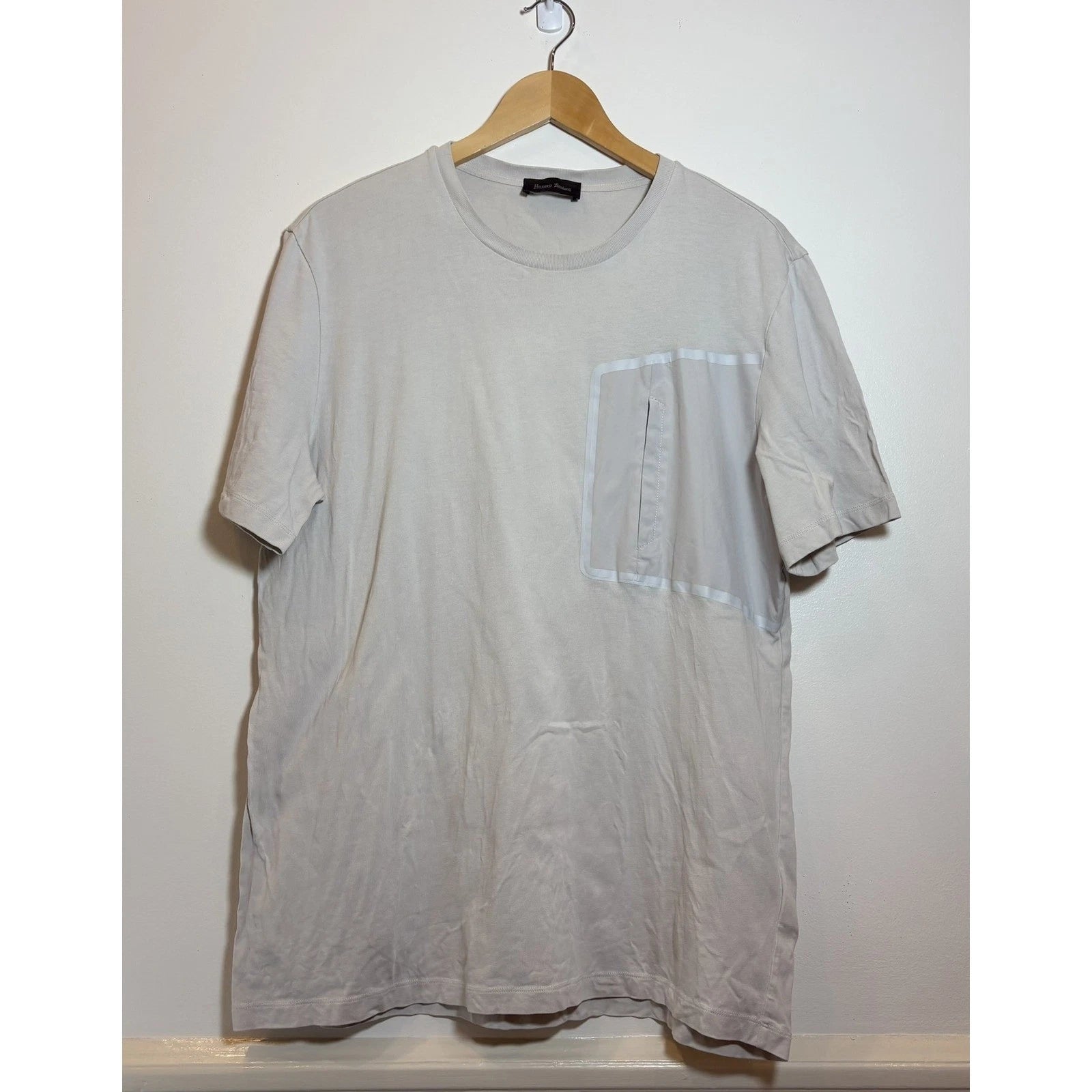 Herno Laminar JG00027UL Technical Pocket Tee Crewneckk Beige Sz 52 XL Italy Lux