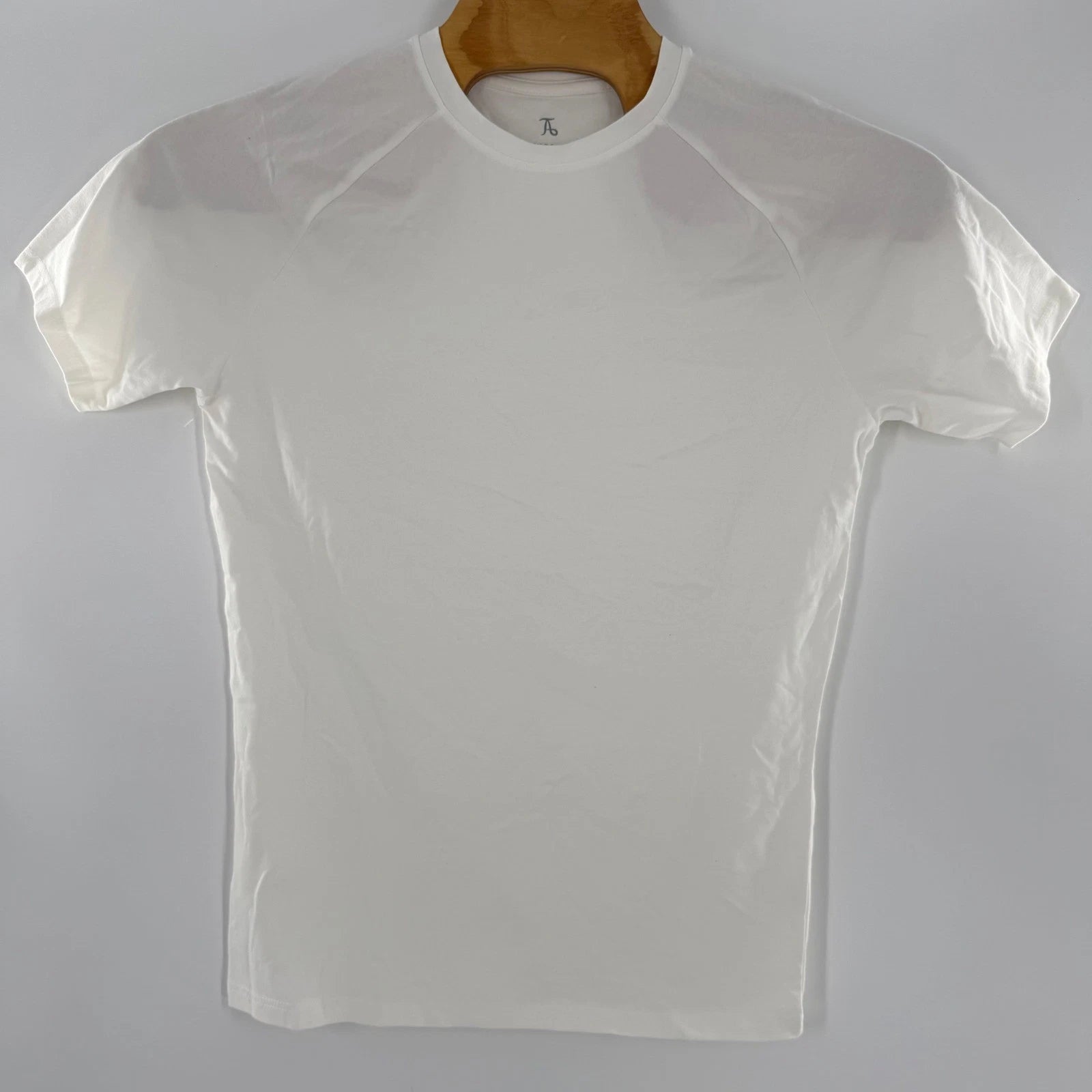 Tailored Athlete Mens Basic T-Shirt White Crew Neck Raglan Athletic Fit Large