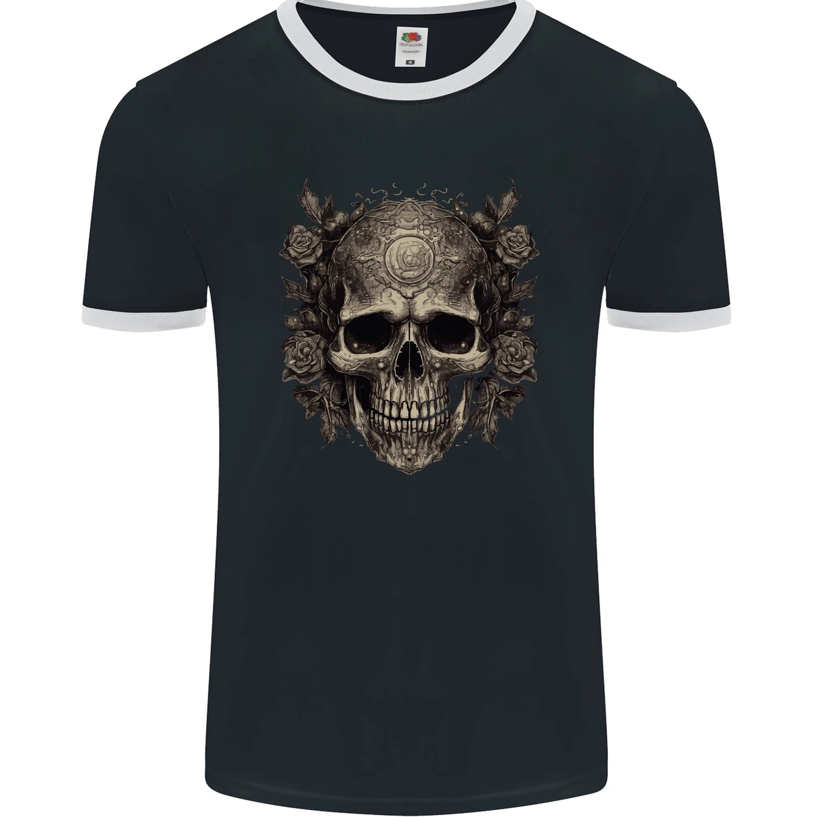 A Gothic Skull With Roses Mens Ringer T-Shirt FotL