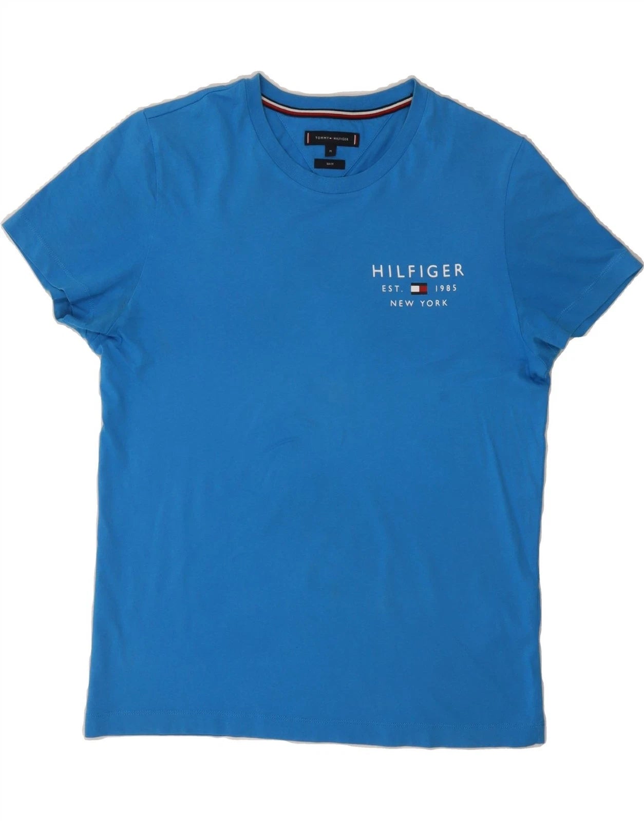 TOMMY HILFIGER Mens Slim Fit T-Shirt Top Medium Blue Cotton DE17