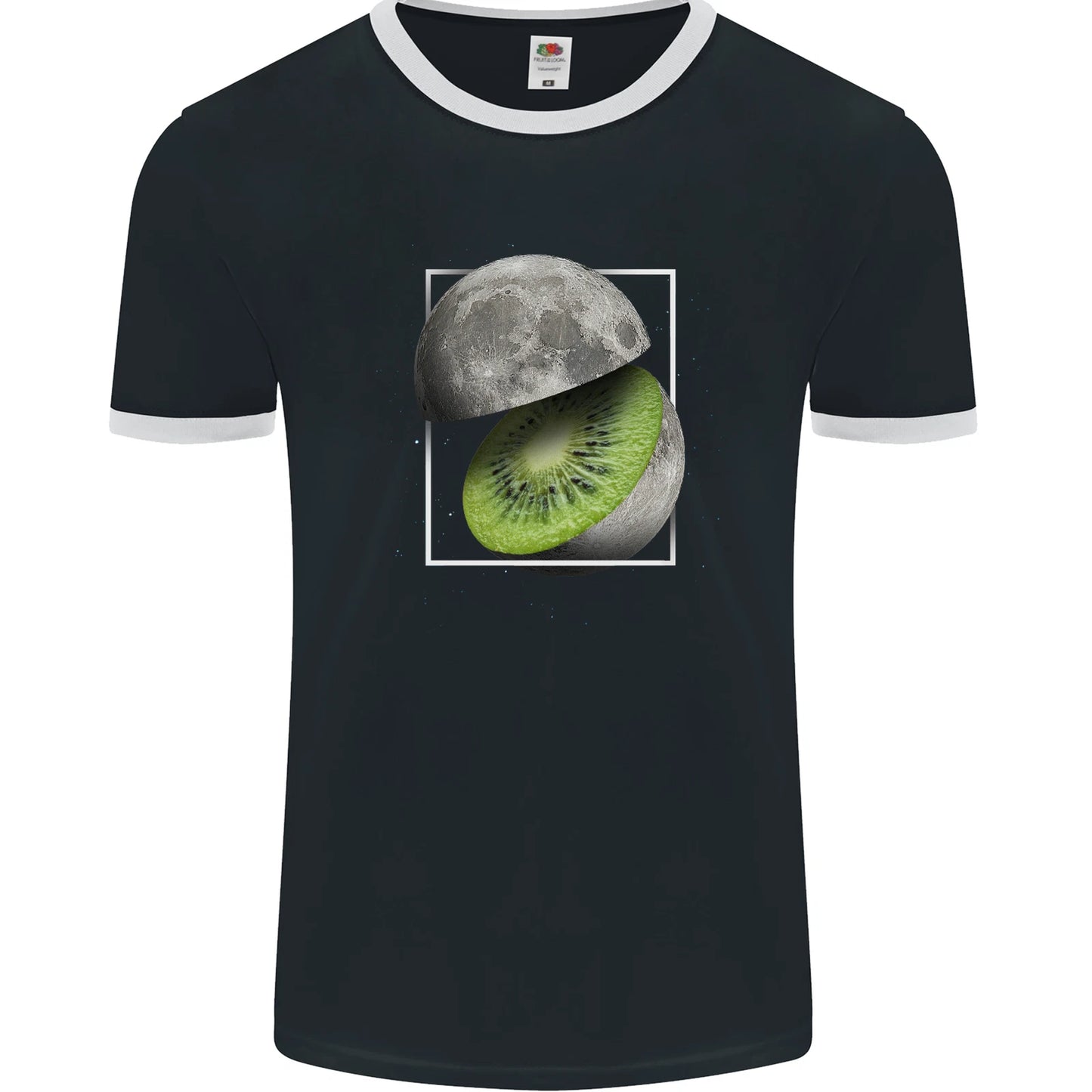 Kiwi Moon Space Planets Universe Mens Ringer T-Shirt FotL