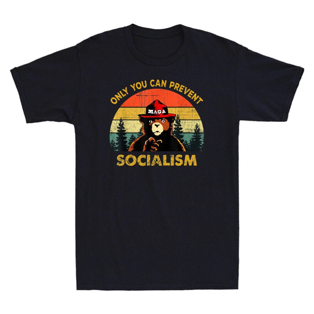 Only You Can Prevent Socialism Bear Camping Vintage T-Shirt